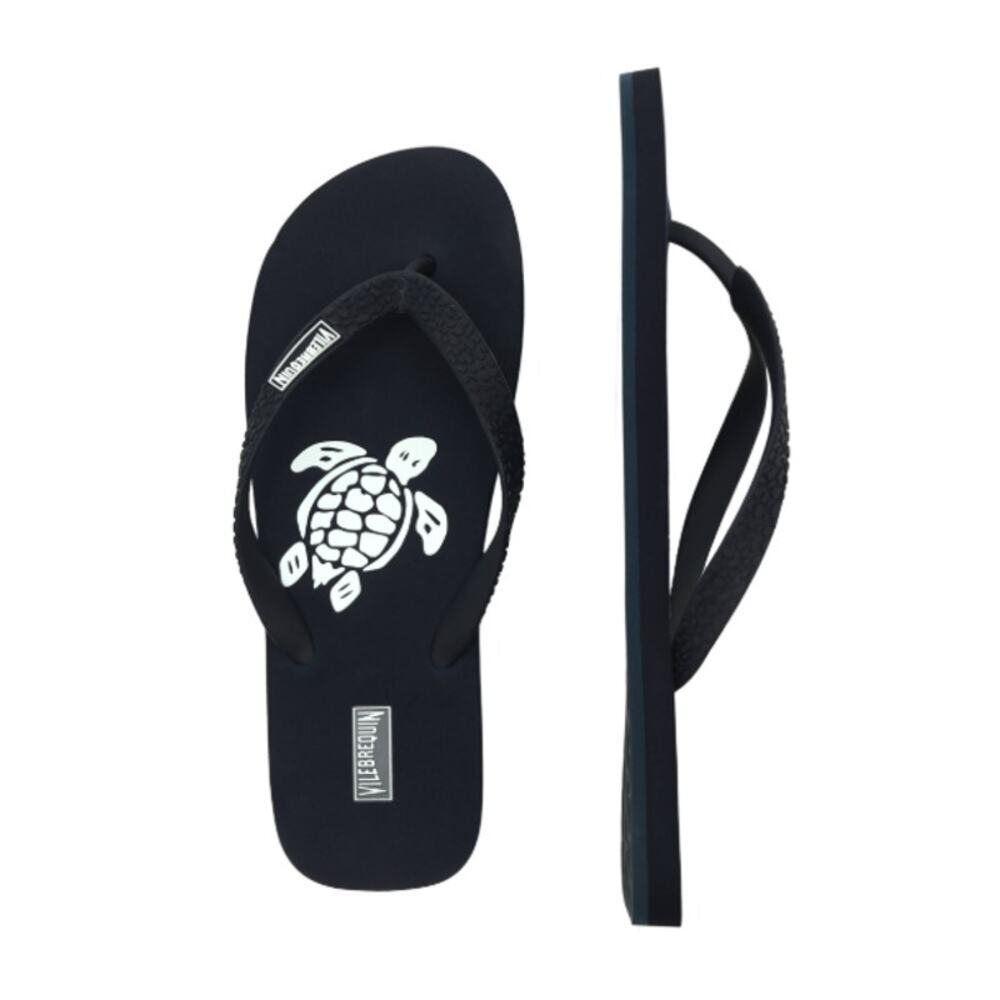 Vilebrequin Men's Blue Marine Copp Turtle Flip-Flops Slippers Size 40/41 US7/8